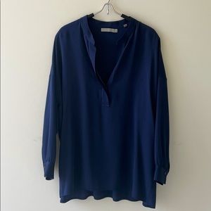 Vince Navy Silk Blouse Medium